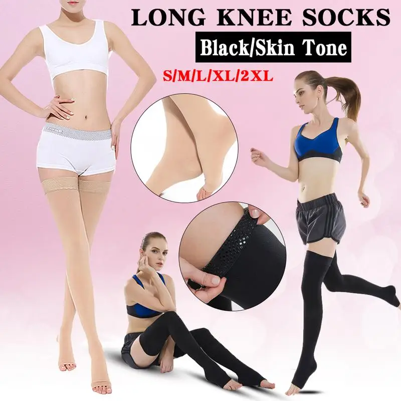 

Heilsa Thigh High Socks Unisex Knee Medical Compression Stockings Varicose Veins Open Toe Anti - Slip Stockings
