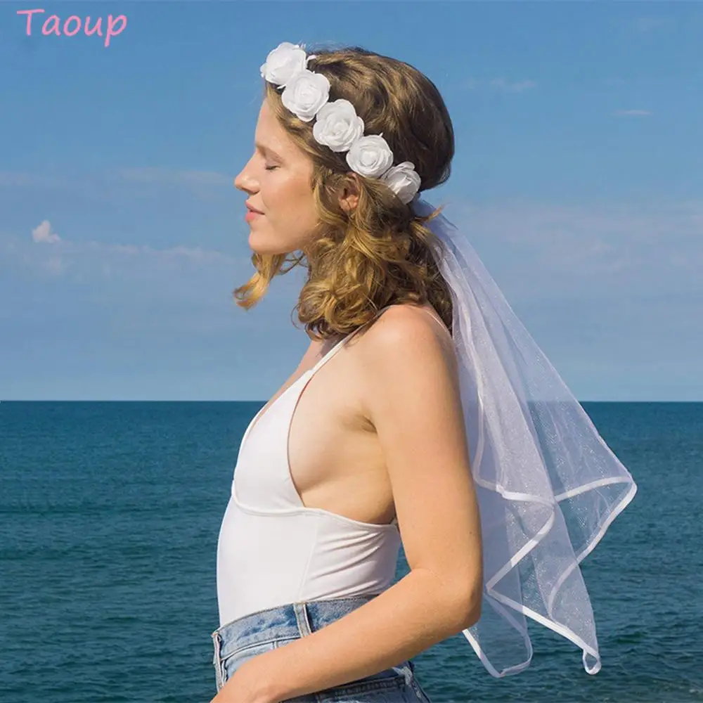 Taoup, 1 шт., сетчатая белая роза, корона, вуаль, свадебные сувениры и подарки, принадлежности для вечеринки-девичника, для невесты