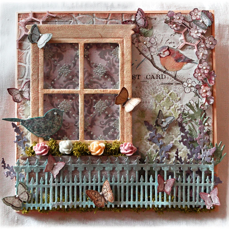 

Julyarts New 2018 2Pcs New Arrival Window Metal Cutting Dies for Tag Card Scrapbooking Craft Dies DIY New Architecture Dies