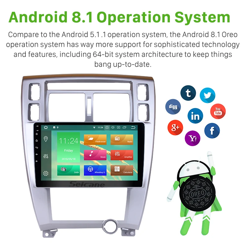 Perfect Seicane Navi 1Din Android 9.0 HD 10.1" Car Radio For Hyundai Tucson 2006-2013 GPS DVD Stereo Player 4G+32G 4G Wifi Head Unit 1