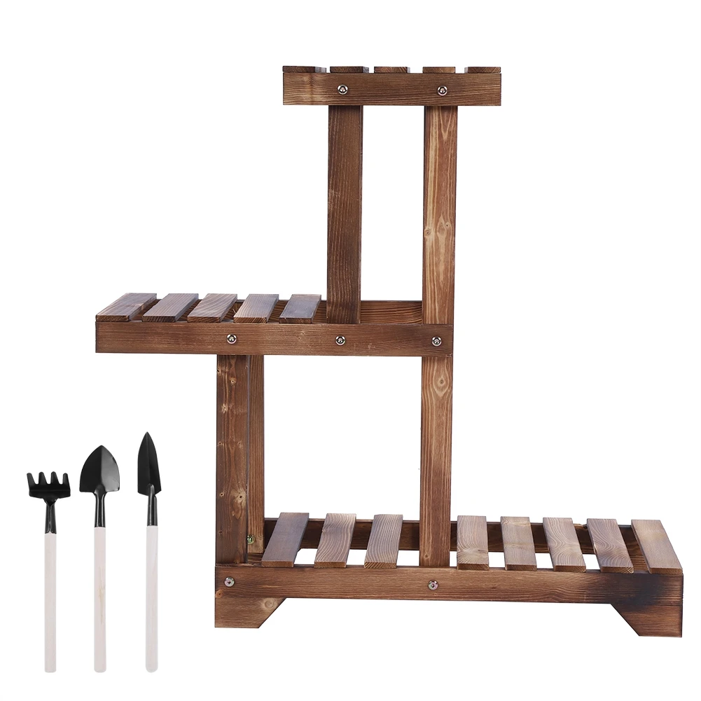 

New Fashionable Wooden Plant Display Stand Flower Pot Shelf Balcony Garden Holder Rack