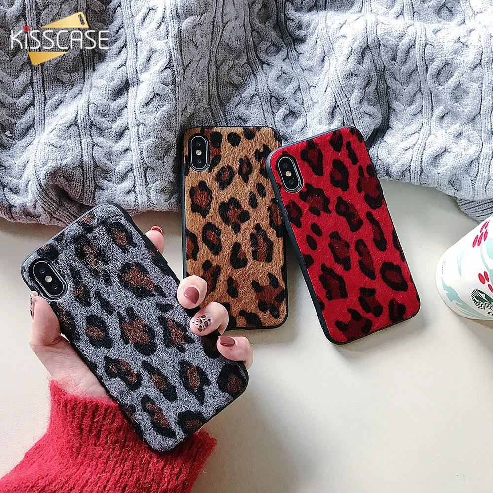 KISSCASE Case For iPhone 7 8 6S 6 Plus X XS XR Leopard Pattern Phone Cases Max Luxury Plush Fur Cover Fundas |
