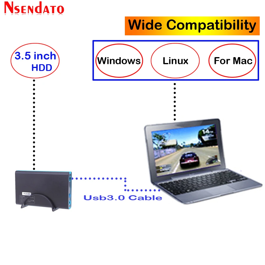 Carcasa de 35 pulgadas HDD SDD USB 30 5 Gbps SATA caja de disco duro externo compatible con unidade