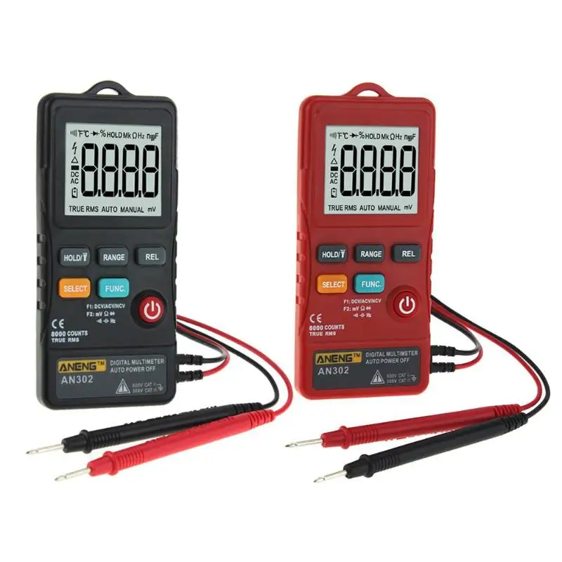 

AN302 Portable Slim Card Type Digital Multimeter 8000 Counts AC DC Voltmeter Ohm Voltage Frequency Meter with LED Light