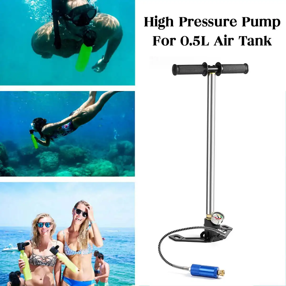 ل 0.5L الغوص الغيار خزان اليد مضخة الأكسجين الهواء خزان اليد تعمل مضخة 20MPA 3000Psi ل SMACO الغيار تحت الماء التنفس