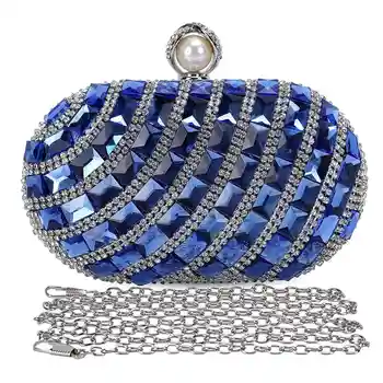 

ICON Women'S Luxurious Crystal Rhinestone Evening Clutch Purse Party Handbag (Blue)