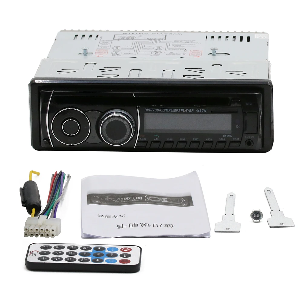 

1 Pcs 8169A Detachable Panel Car DVD Radio Bluetooth FM Receiver CD VCD MP3 SD USB 12V In-dash 1 Din Car Multimedia Player