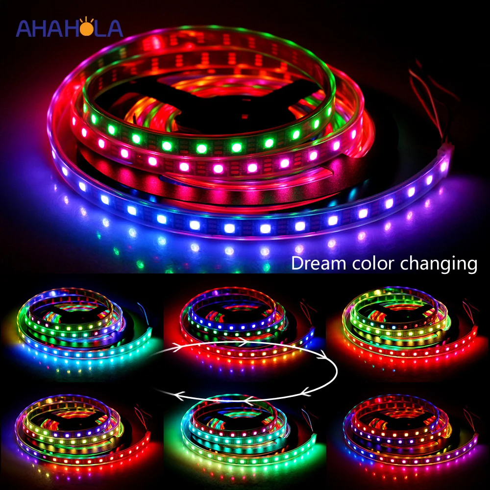 WS2812b 5050 Rgb светодиодная лента водонепроницаемая 5 в 30 60 144 светодиодов/м адрес Ws2812b