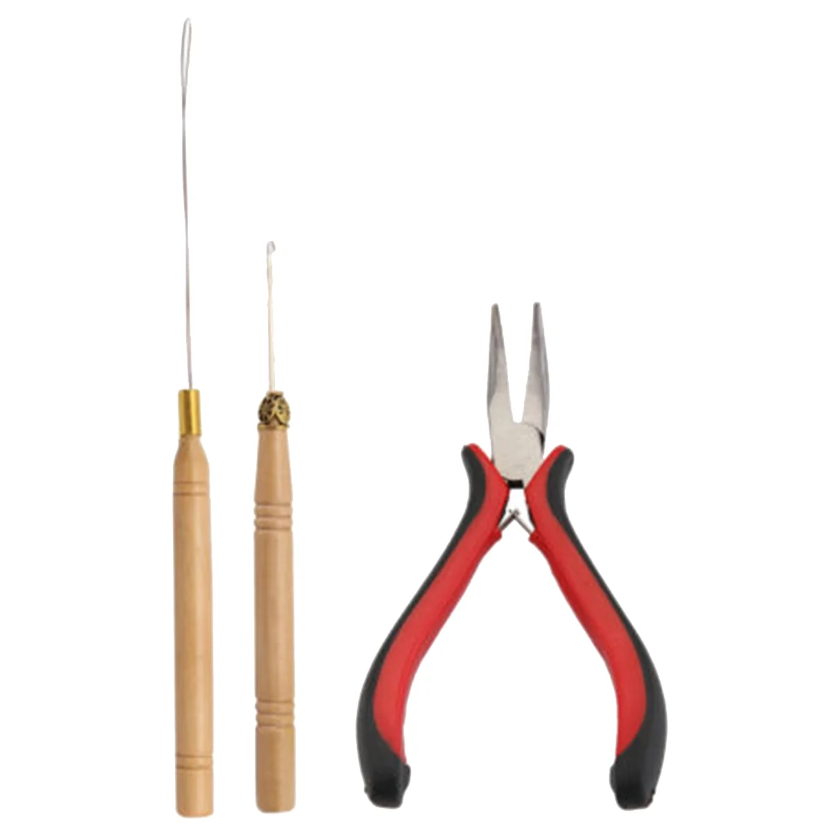Mayitr 1set Professional Hair Extension Tool Kit Pliers + Crochet Hook + Wood Loop Hook Tool For Hair Extensions DIY Kits