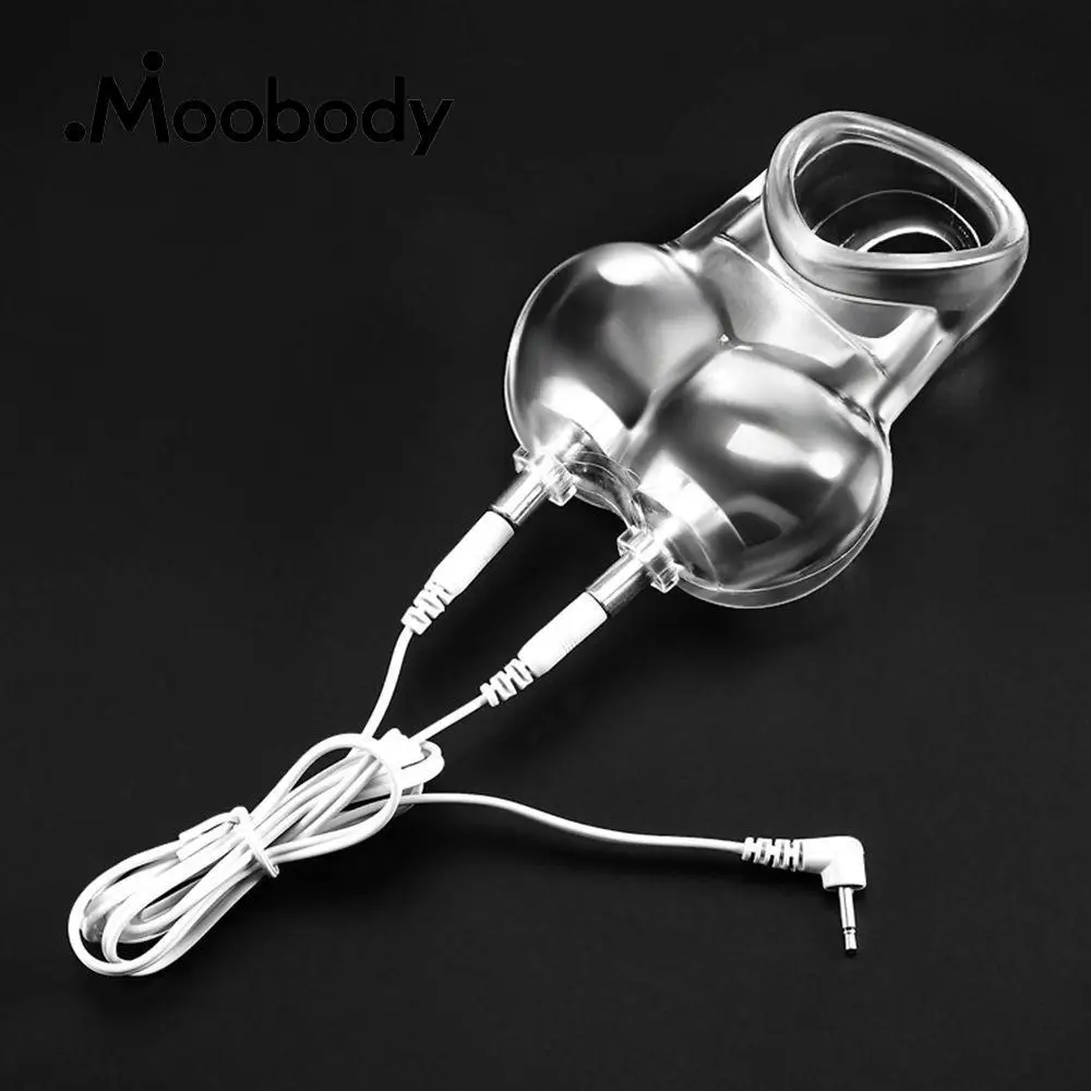 Electric Shock Pulse Male Flexible Scrotal Bound Cock Ring Penis Chastity Device Delay Lock Cage Scrotum Sex Toys | Красота и