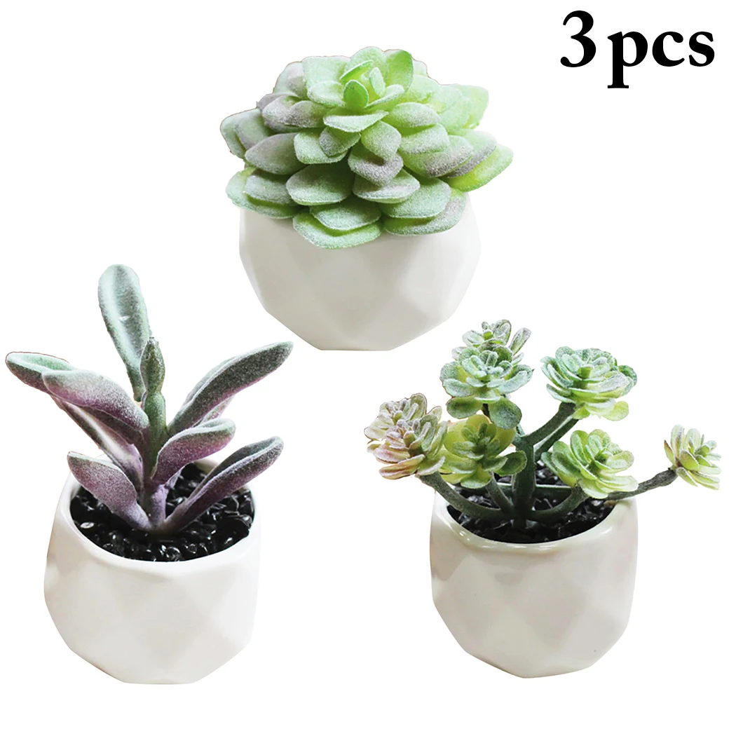Tanie 3 sztuk sztuczne sukulenty Mini dekoracyjne doniczkowe fałszywe sukulenty sztucznych roślin symulacji roślin kreatywne ozdoby