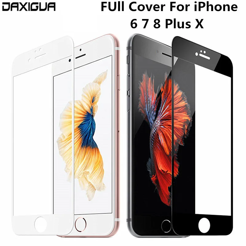 

5D Full Cover Screen Protector Glass For iPhone 6 6S 7 8 Plus X Soft Edge Tempered Glass On The For iPhone X 10 Protective Film
