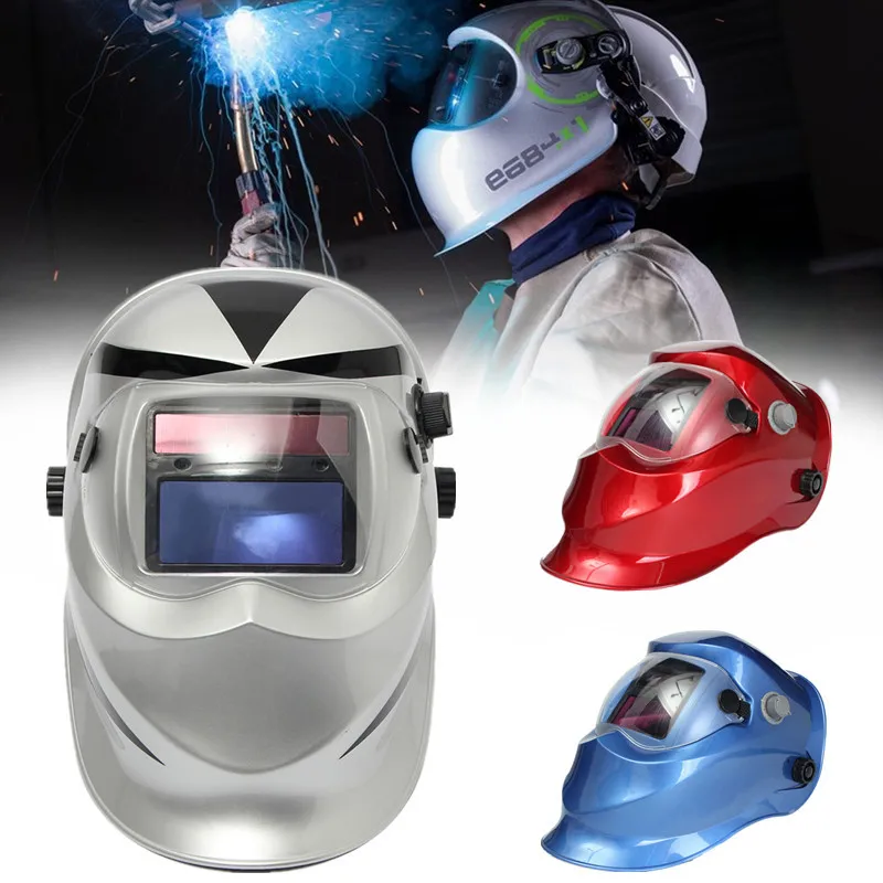 

New Fashion Light Welding Helmets Solar Welders Masks Auto-Darkening Welding Helmet Racing Track Silvery/Red/Blue
