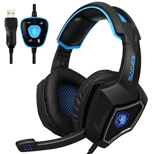 PC Gaming Headst Sades дух волка 7 1 Surround Sound USB проводные наушники с светодио дный микрофоном