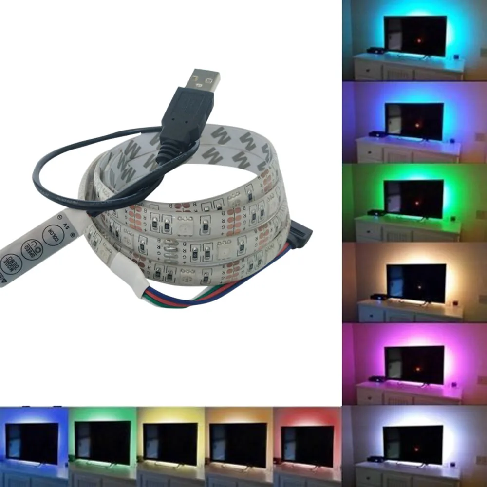 5050 светодио дный яркий м светодиодный 1 Usb светодиодные полосы света ТВ задний