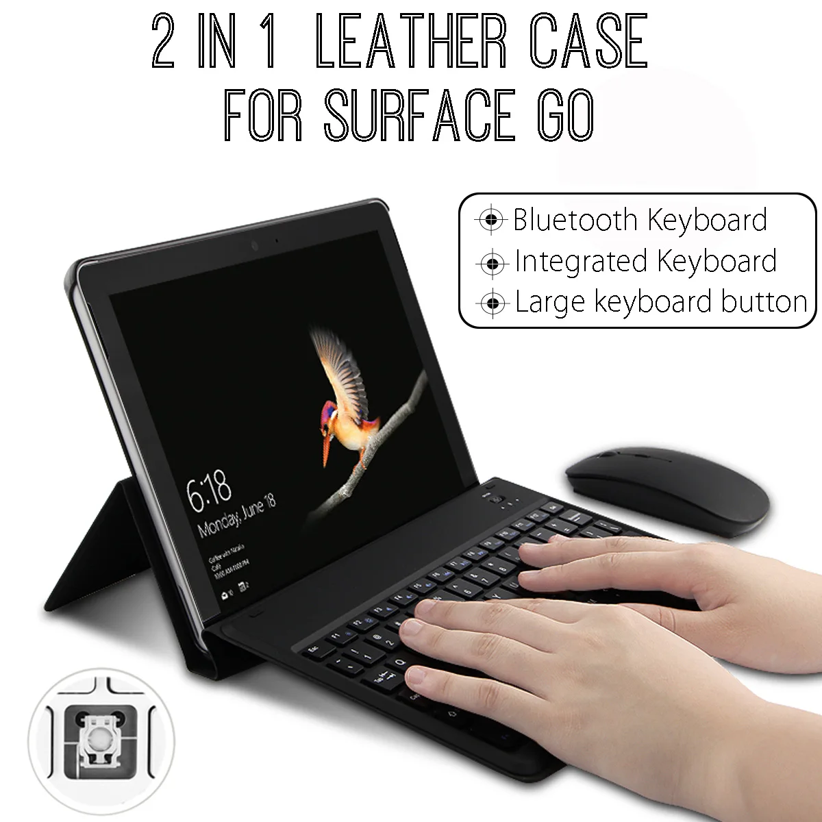 

PU Leather bluetooth Integrated Keyboard Case Folding Stand Cover Protection For Microsoft Surface Go Laptop 10 inch Tablet