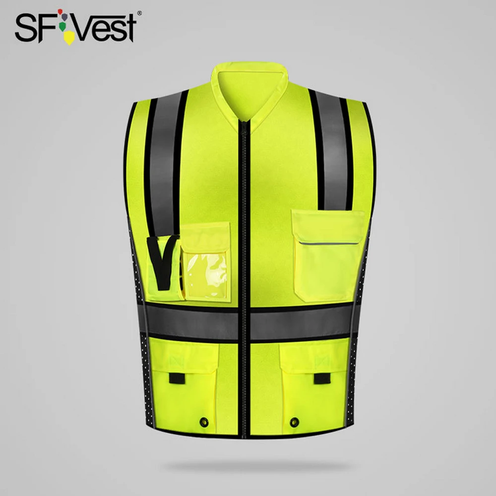 

Security Working Clothes Safety Vest Reflective Vest Multi Pockets Workwear Motorcycle Cycling Warning Safety Waistcoat