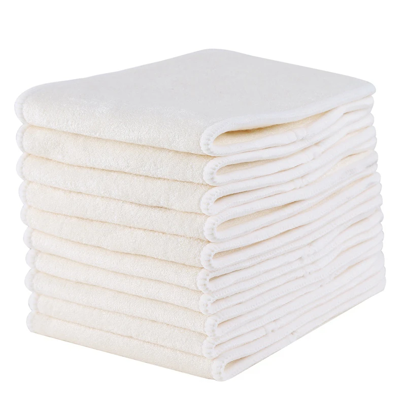 

10 Pcs 4 Layers Bamboo Insert Reusable Washable Breathable Inserts Boosters Liners For Baby Cloth Diapers Nappy