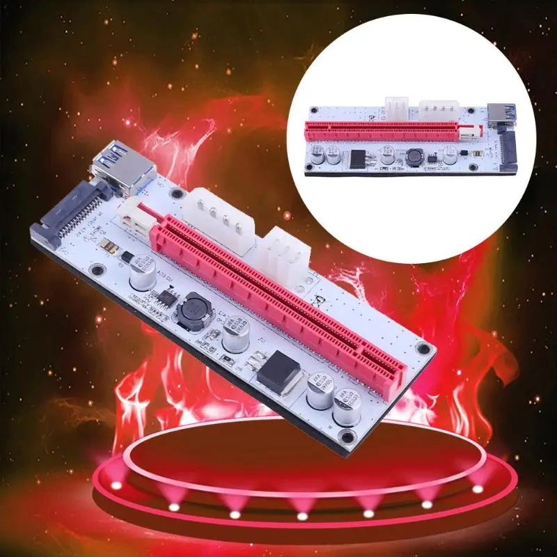 Машина майнера для BTC PCI-E 1X до 16X Графический удлинитель Расширение Riser Card Adapter Mining Kit с SATA 4Pin 6Pin порт