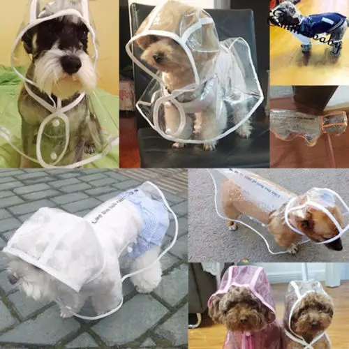 

PVC Transparent Pet Coat Jacket Dog Puppy RainCoat Small Large Waterproof Hoodie