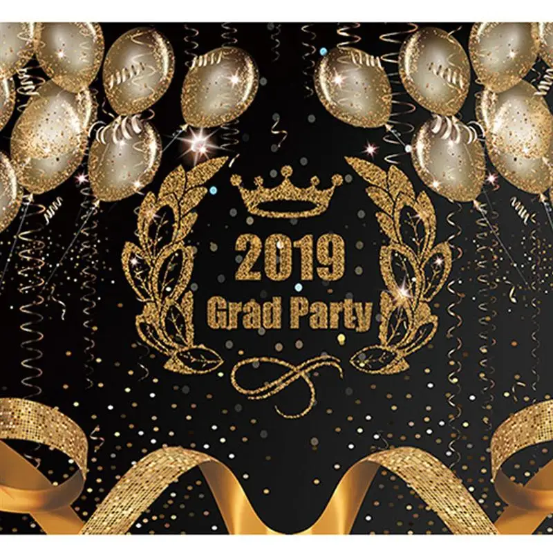 

1 Pc 2019 Graduation Party Photographic Backdrop Sparkly Vinyl Cloth Digital Printed Party Backgrounds (Without Shelf)