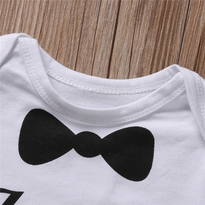 CANIS 2019 New 3pcs Newborn Baby Boys Little Man Romper+Pants+Hat Jumpsuit Outfits Set Cotton Clotehs 0-18M
