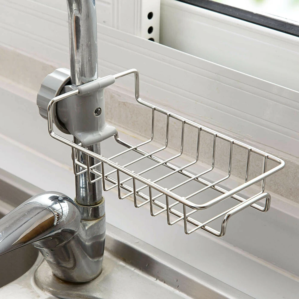 Stainless Steel Sink Hanging Storage Rack Holder Faucet Clip Bathroom Kitchen Drain Dry Towel Organizer | Дом и сад