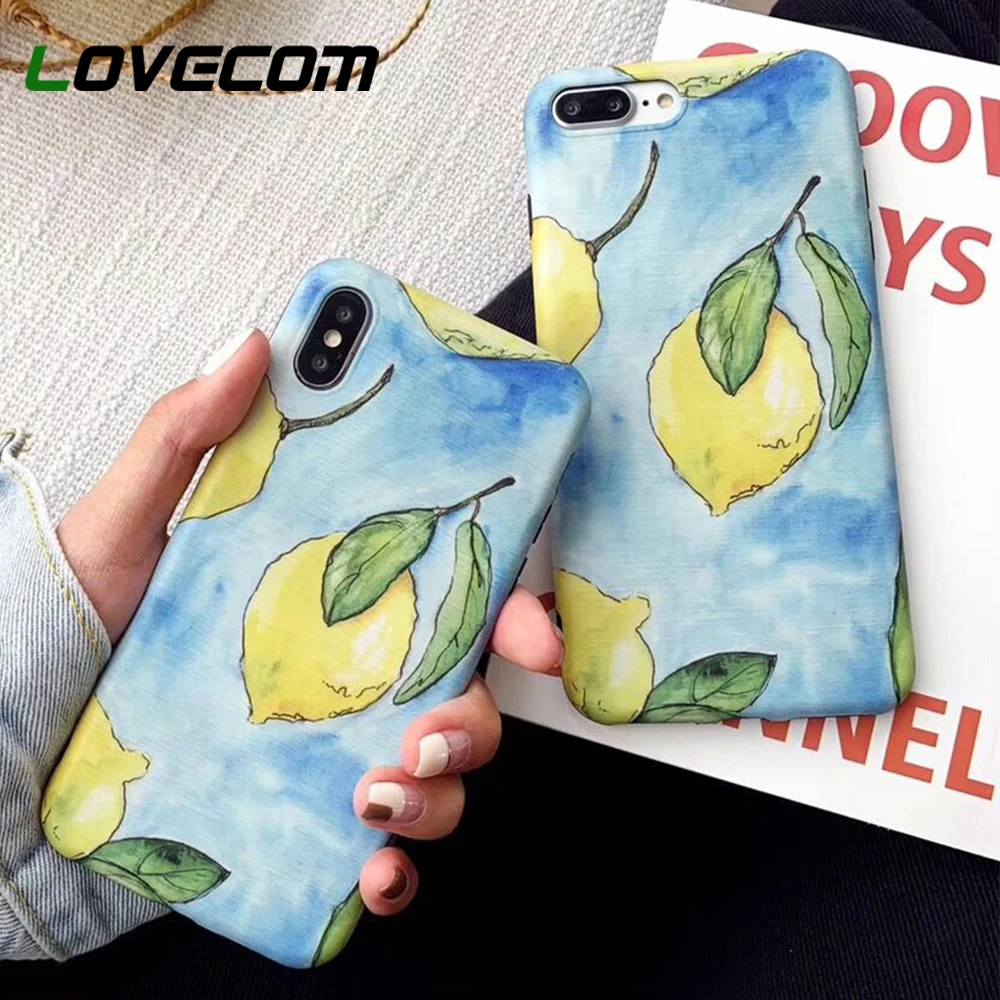 

LOVECOM Cute Watercolor Lemon Phone Case For iPhone XS Max XS X 6 7 8 Plus XR Soft IMD Screen Protector Phone Back Cover Shell