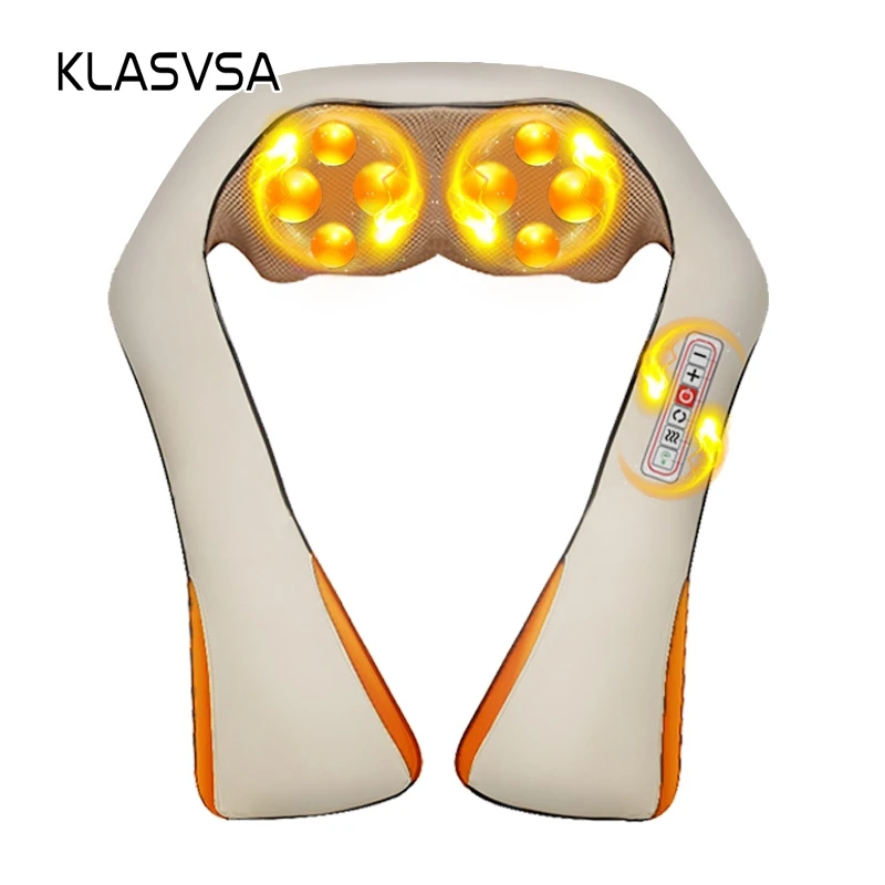 KLASVSA calefacción eléctrica masajeador de cuello cabo Shiatsu coche infrarrojos KneadingTherapy dolor de hombro, masajeador relajarse - 1