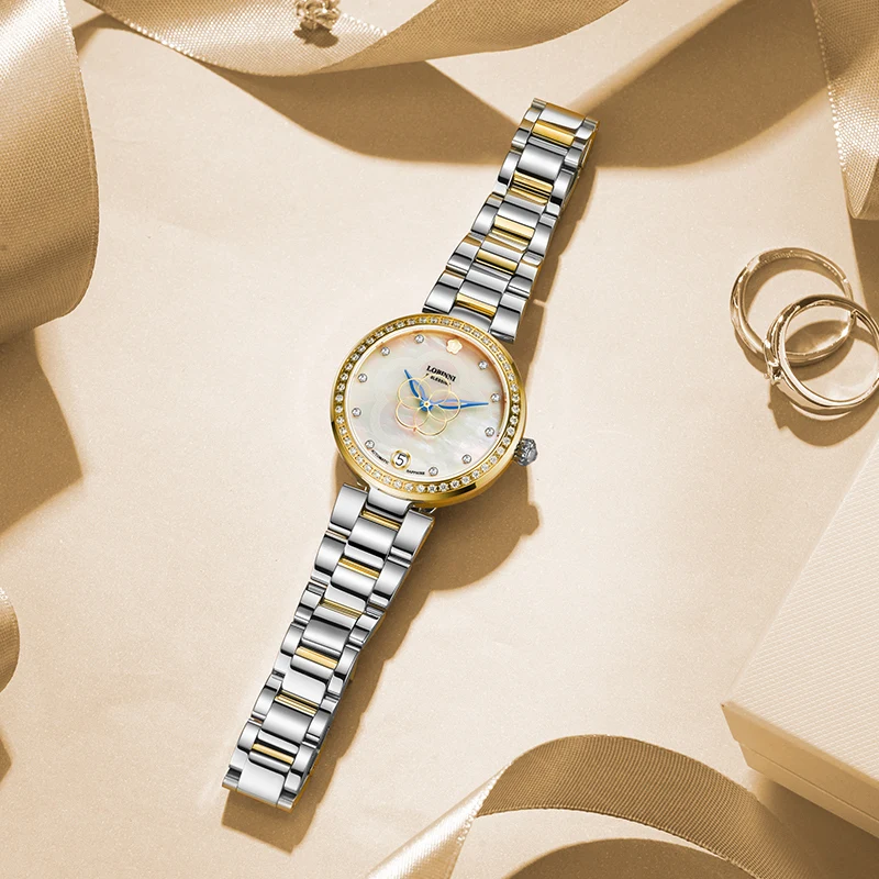 Часы LOBINNI SwitzerlandWomen японские автоматические механические часы MIYOTA Sapphire Diamond