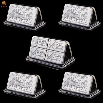 

5Pcs/Lot Northwest Territories Mint Replica Stagecoach 1/4 Ounce 999 Silver Divisible Bar Collectibles Medallion Bar Value