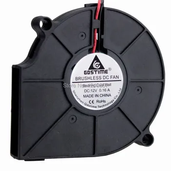 

50 PCS LOT Gdstime 12V Brushless DC Blower Cooling Fan Exhaust Ball 2Pin 75mm x 15mm Computer