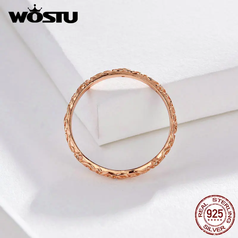 Женское кольцо из розового золота WOSTU минималистичное стерлингового серебра 925