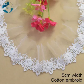 

5cm width Cotton embroid lace sewing ribbon guipure trims or fabric warp knitting DIY Garment Accessories wedding lace#3366