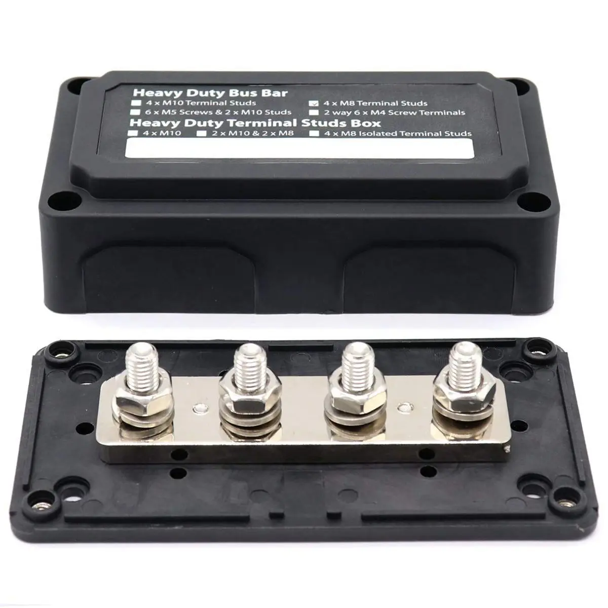 

DC 48V 300A 4 Terminal Studs Busbar Power Distribution Block for Car Boat (Black)