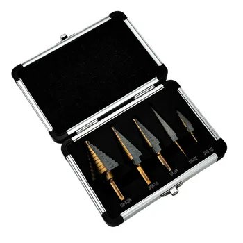 

Pack of 5 Practical High Speed Steel Useful Durable Multi Function HSS Step Drill Bit Set Drilling Tool Hole Cutter