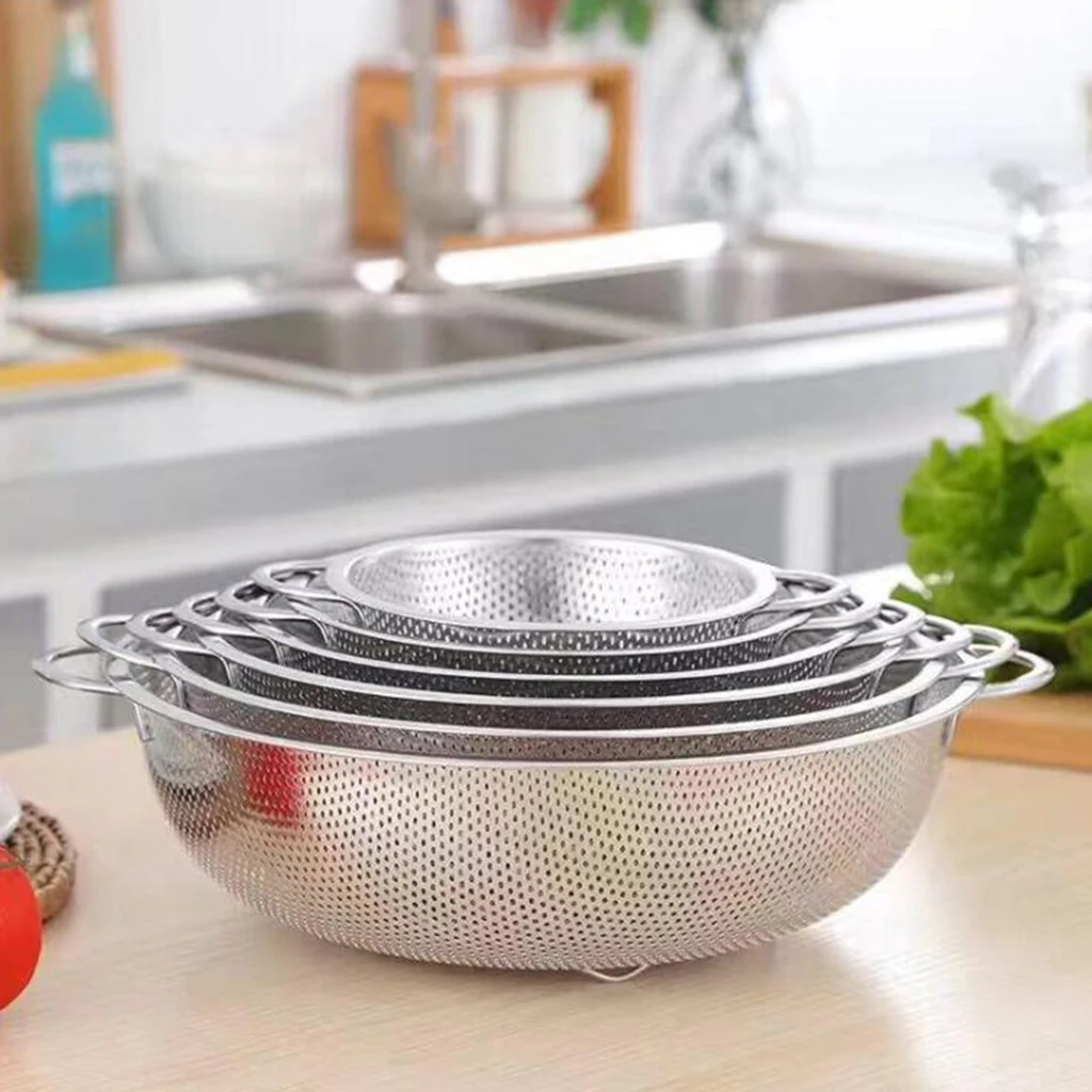 Stainless Steel Fine Mesh Strainer Colander Rice Vegetable Sieve, 6
