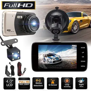 

Mini Car DVR 4" FHD 1080P Dual Lens Video Recorder Parking Car Camera Full HD 1080P 170 Degree Dash Cam Night Vision