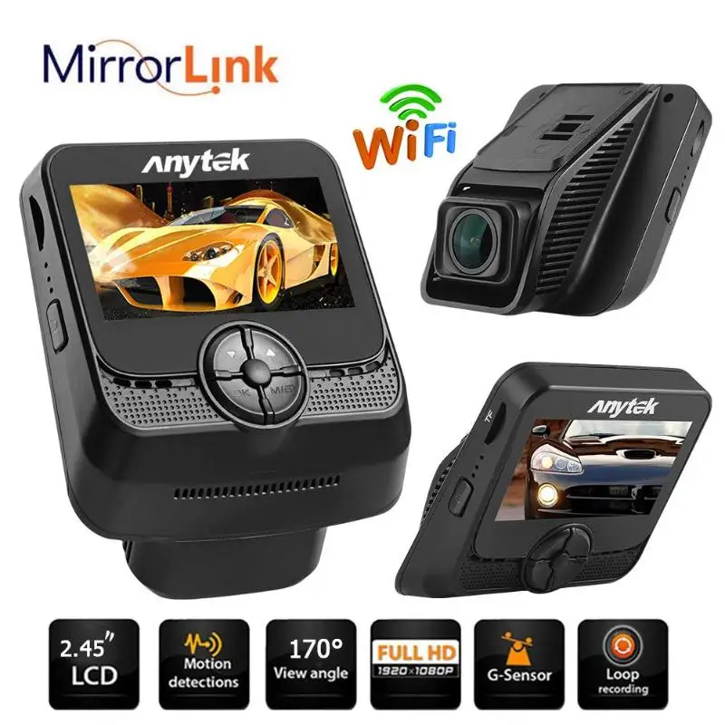 

Anytek Car DVR Camera A50 2.45in Novatek 96658 WiFi 1080P Full HD Car Dash Camera Video Recorder 170 Degree 6G Lens WDR G-sensor