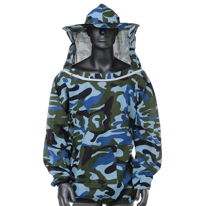 Protective Beekeeping Jacket Veil Bee Suit Hat Pull Over Smock Suits White