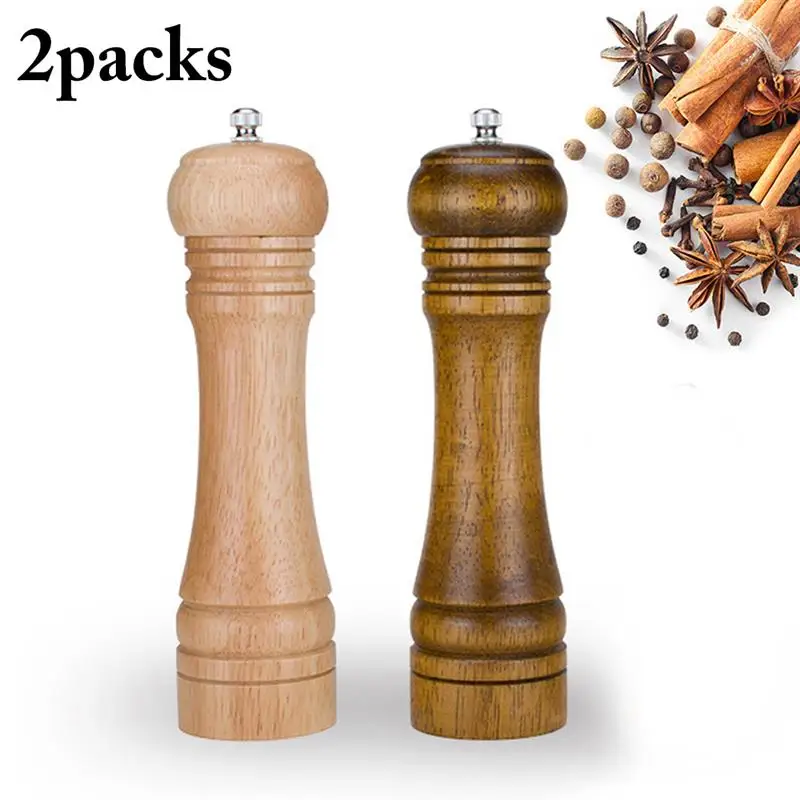 

2PCS Wood Pepper Spice Mill Grinder Set Handheld Salt Seasoning Mills Grinder Cooking BBQ Tools Kitchen Tools Dropshipping