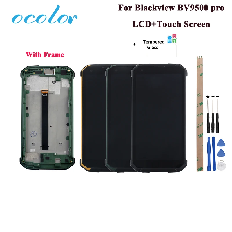

ocolor For Blackview BV9500 LCD Display and Touch Screen With Frame Replacement +Tools +Film For Blackview BV9500 Pro 5.7''