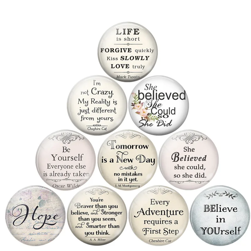 

"she Believed She Could So She Did" Literary Quotes Glass Dome Cabochon 25MM DIY Handmade Pendant Jewelry Making Findings