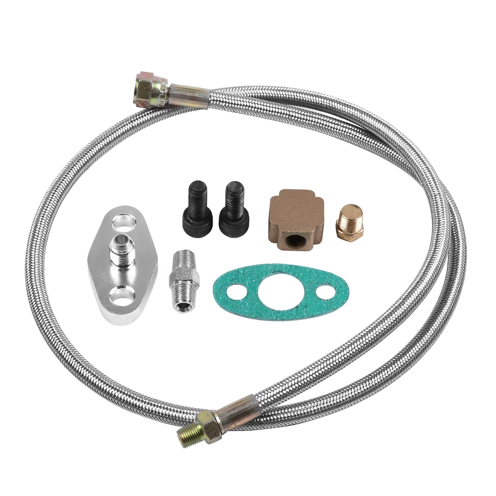 

Turbo Oil Fee Line Kit Supply Complete Kit for T3 T4 T3/T4 Aluminum and ABS Materials Maximum Durability Automobiles