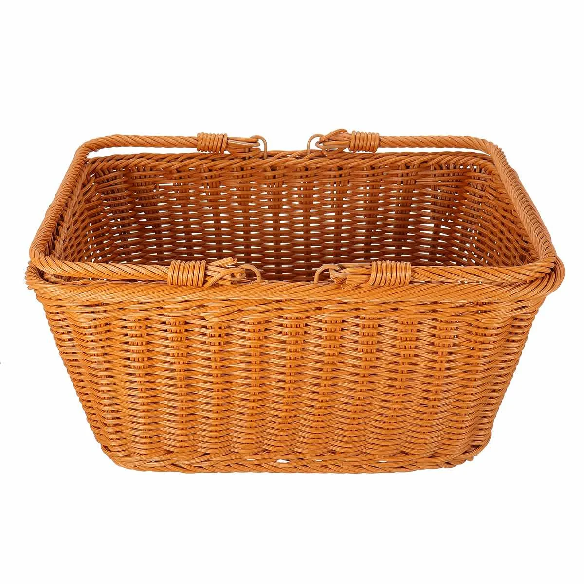 

PP Rattan Weave Picnic Basket Hamper Shopping Basket Outdoor Fruit Vegetable Storage Baskets With Handle For Camping