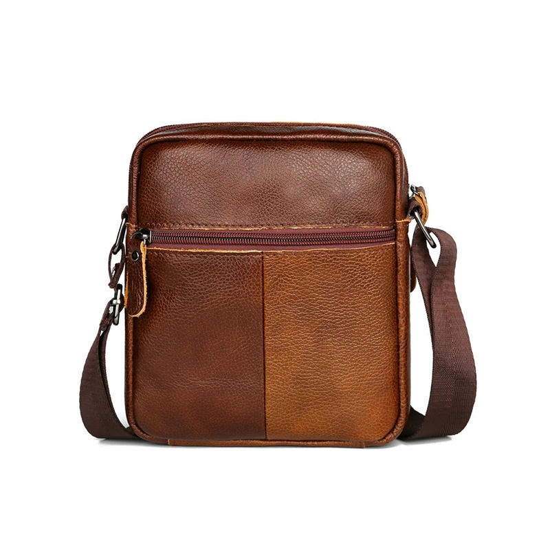 

2019 New Mens Shoulder Bags Genuine Leather Cow Leather Business Style Crossbody Bags Solid Color Messenger Bag Multi Pockets