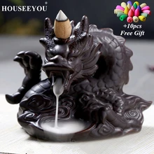 10 шт. Ароматические конусы+ дракон водопад ароматическая горелка держатель фарфор обратного потока благовония горелки Арома дым курильница ncense горелки