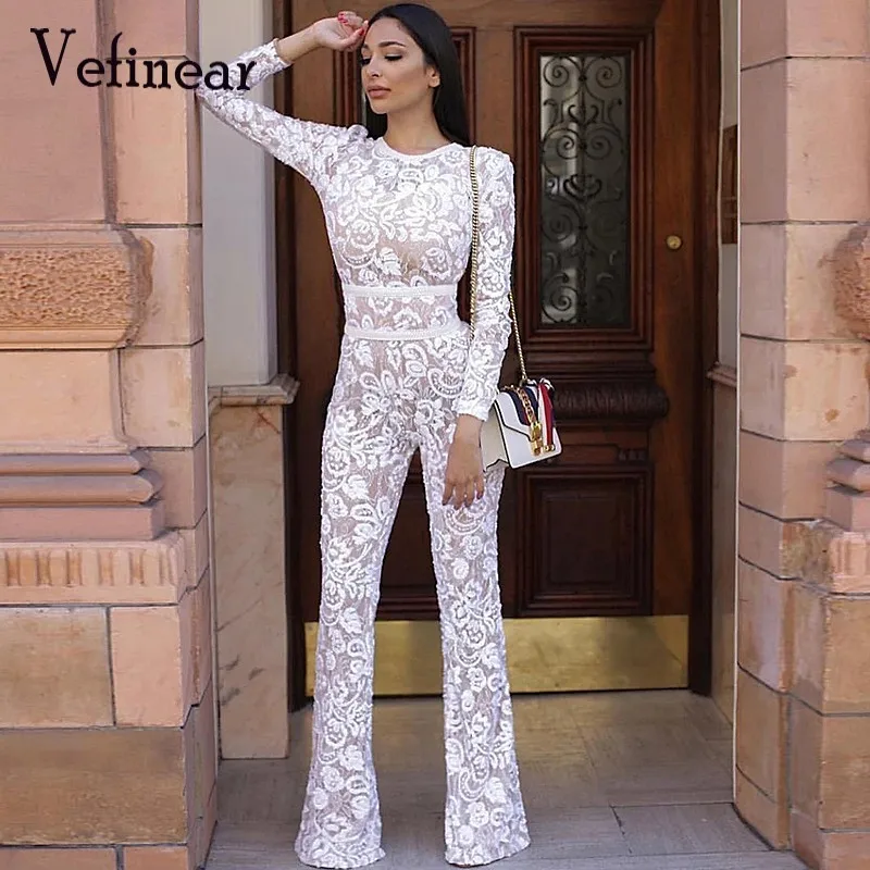 

Vefinear new Combinaison Femme Sevy Lace Summer Rompers Womens Jumpsuit Sequin Bodycon Overalls Party Club Jumpsuit Bodysuit XL