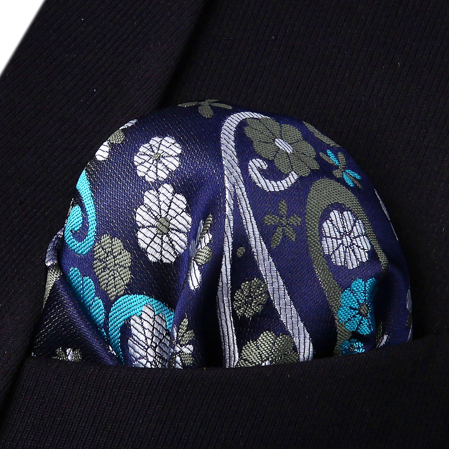  Party Wedding Classic Fashion Pocket Square Tie New Paisley Mens Tie Navy Blue Woven Silk Necktie H