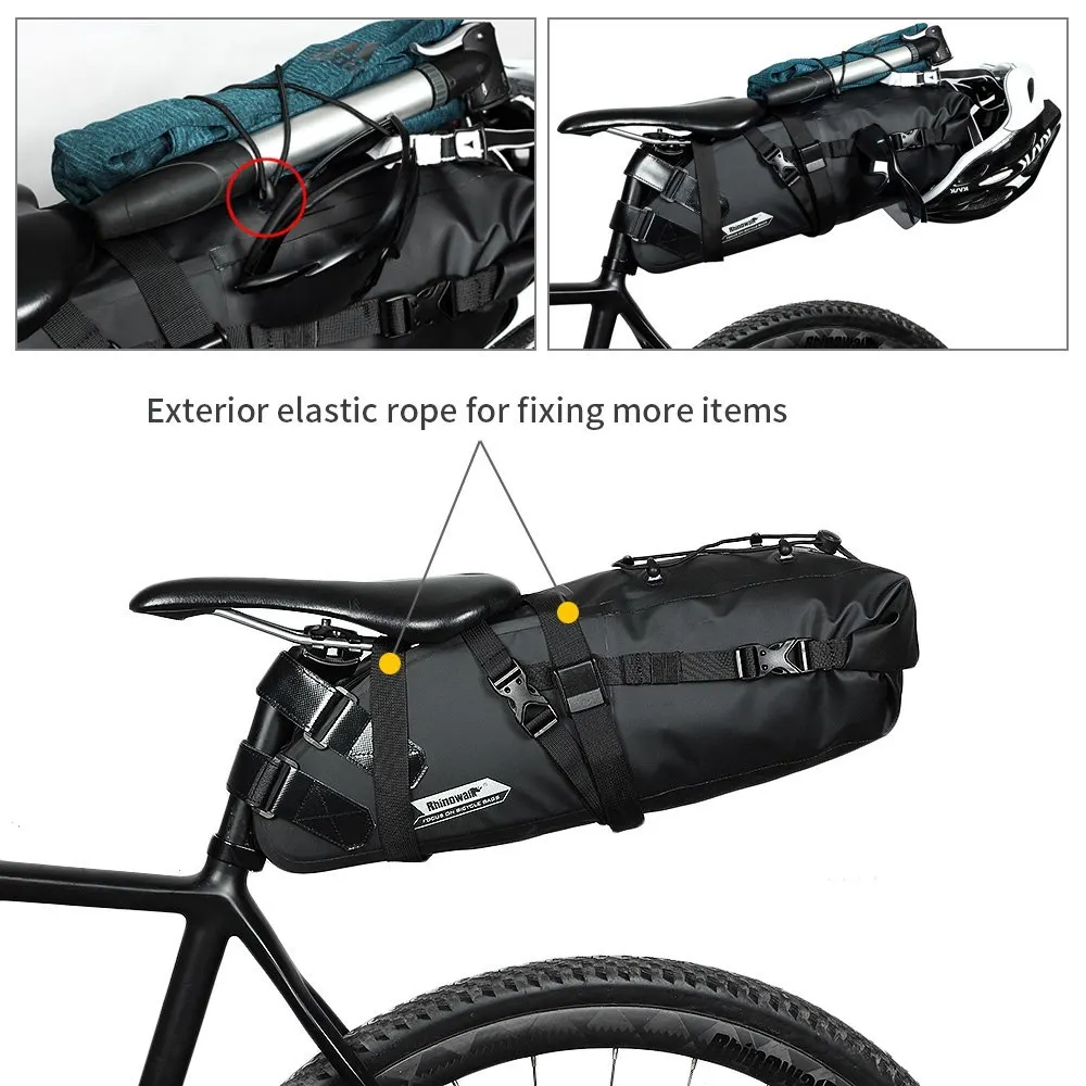 Sale RHINOWALK Bike bag 10L Full Waterproof Bicycle Saddle Bag Road Mountain Bike Cycling Rear Rack Bag Luggage Pannier Accessories 2